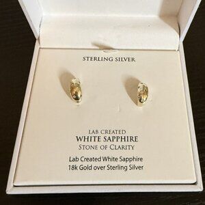 Macy's Lab Grown White Sapphire (1/4 Ct. T.w.) Huggie Hoop Earrings in 14k Gold